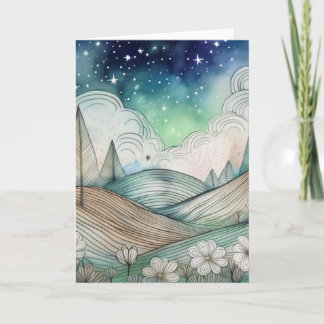 Landscape with green and beige colours card