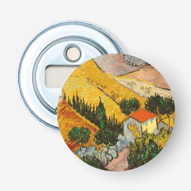 Landscape with House and PloughmaVincent van Gogh  Bottle Opener (Front)