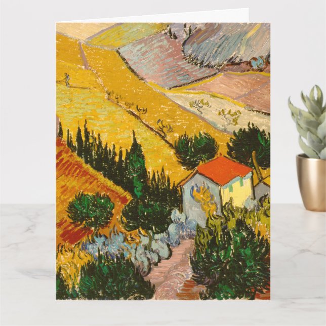 Landscape with House and PloughmaVincent van Gogh  Card (Small Plant)