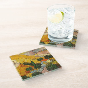 Landscape with House and PloughmaVincent van Gogh Glass Coaster