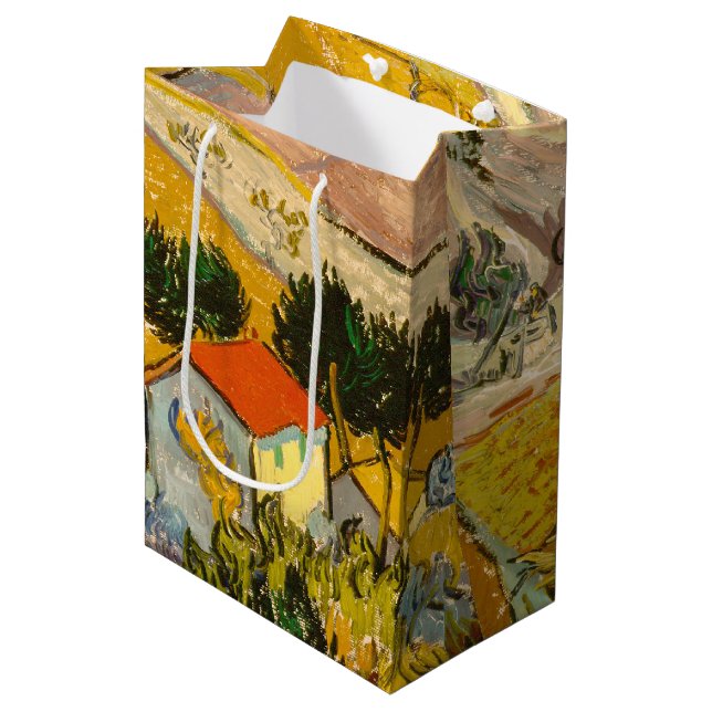 Landscape with House and PloughmaVincent van Gogh  Medium Gift Bag (Front Angled)