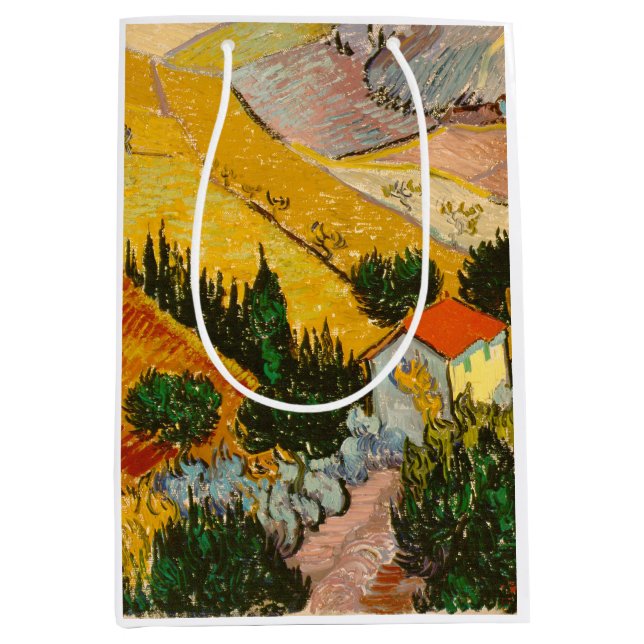 Landscape with House and PloughmaVincent van Gogh  Medium Gift Bag (Front)