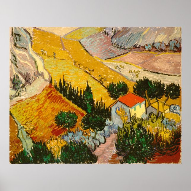 Landscape with House and PloughmaVincent van Gogh  Poster (Front)