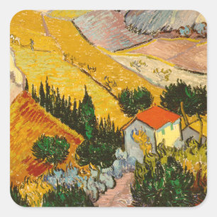 Landscape with House and PloughmaVincent van Gogh  Square Sticker