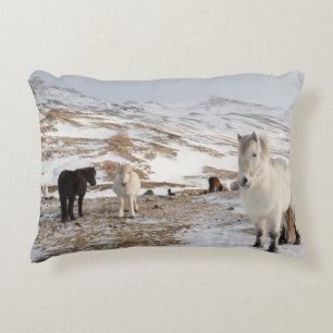 Landscape with Icelandic Horses Decorative Cushion