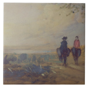 Landscape with Lake and two Figures Riding, previo Ceramic Tile