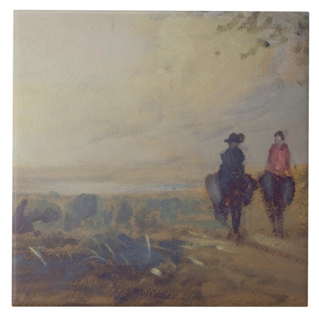 Landscape with Lake and two Figures Riding, previo Ceramic Tile (Front)