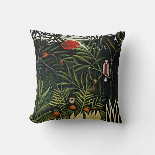 Landscape with Monkeys - Henri Rousseau artwork Cushion (Front)