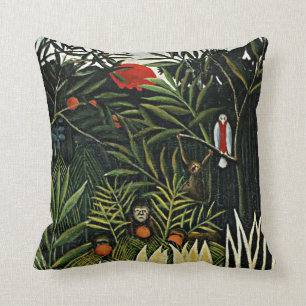 Landscape with Monkeys - Henri Rousseau artwork Cushion