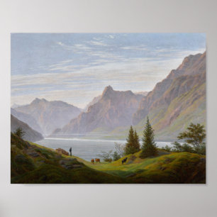 Landscape with Mountain Lake. Morning (Friedrich) Poster