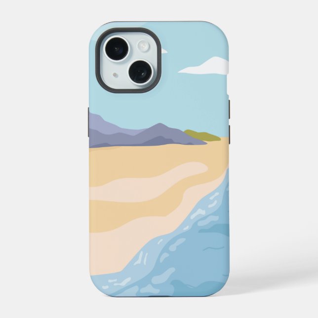 Landscape with mountains and sea iPhone 15 case (Back)