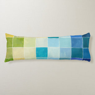 Landscape with Multicolored Pixilated Squares Body Cushion
