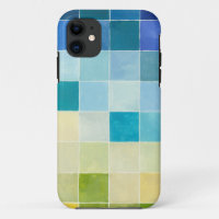 Landscape with Multicolored Pixilated Squares