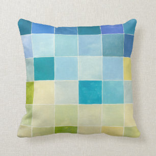 Landscape with Multicolored Pixilated Squares Cushion