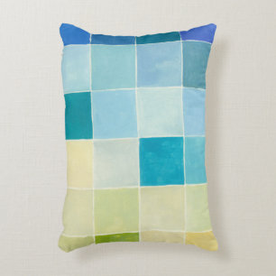 Landscape with Multicolored Pixilated Squares Decorative Cushion