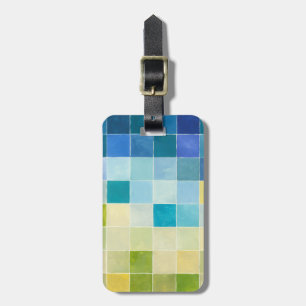 Landscape with Multicolored Pixilated Squares Luggage Tag