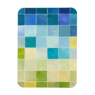 Landscape with Multicolored Pixilated Squares Magnet