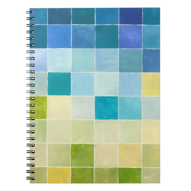 Landscape with Multicolored Pixilated Squares Notebook (Front)