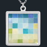 Landscape with Multicolored Pixilated Squares Silver Plated Necklace<br><div class="desc">Megan Meagher created this piece utilising a style known as digital pixilation. Artists use computer programs to design and draw their pieces,  producing impressionistic renderings of real world settings. If you love abstract,  experimental art this print is for you!</div>