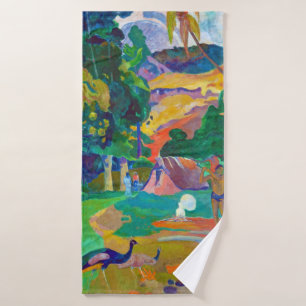 Landscape with Peacocks, Gauguin Bath Towel