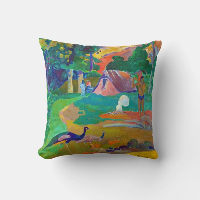 Landscape with Peacocks, Gauguin Cushion (Front)
