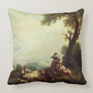 Landscape with Peasants Watching a Herd of Cattle Cushion