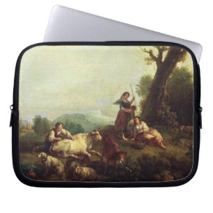 Landscape with Peasants Watching a Herd of Cattle Laptop Sleeve