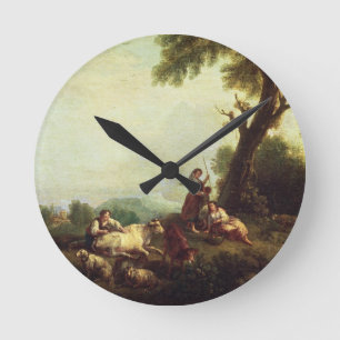 Landscape with Peasants Watching a Herd of Cattle Round Clock