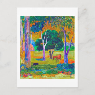 Landscape with Pig and Horse, Gauguin Postcard