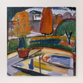 Landscape with Pond Newman's yard by Carl Newman Jigsaw Puzzle