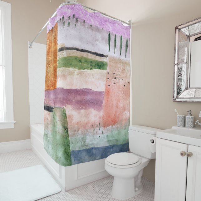 Landscape with Poplars - Paul Klee - Abstract Art  Shower Curtain (In Situ)