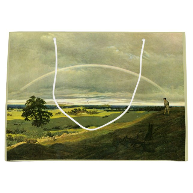 Landscape with Rainbow (by Caspar David Friedrich) Large Gift Bag (Front)