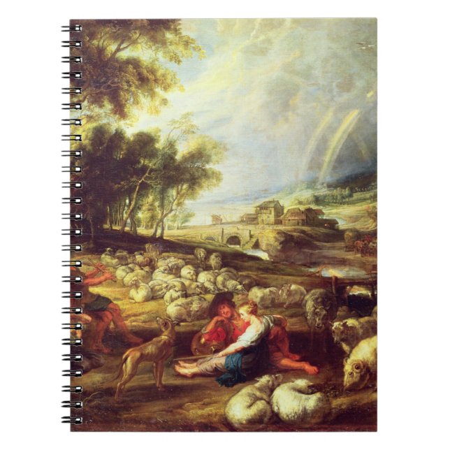 Landscape with Rainbow (oil on canvas) Notebook (Front)
