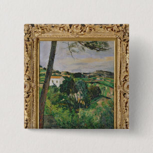 Landscape with red roof or The pine at the 15 Cm Square Badge