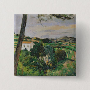 Landscape with red roof or The pine at the 15 Cm Square Badge