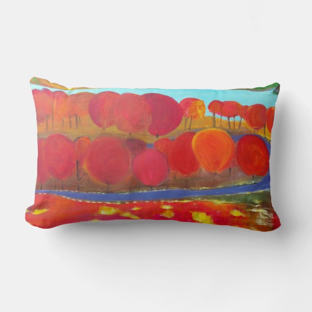 Landscape with red trees lumbar cushion (Front)
