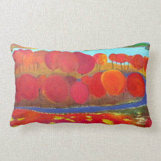 Landscape with red trees lumbar cushion