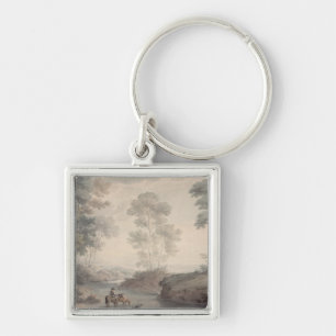 Landscape with River and Horses Watering Key Ring