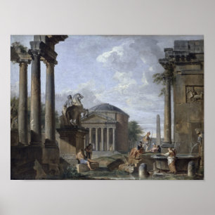 Landscape with Roman Ruins Poster