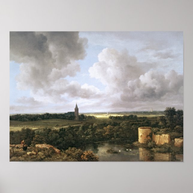 Landscape with Ruined Castle and Church Poster (Front)
