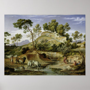Landscape with Shepherds and Cows Poster