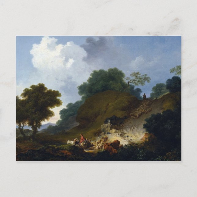 Landscape with Shepherds by Fragonard Postcard (Front)