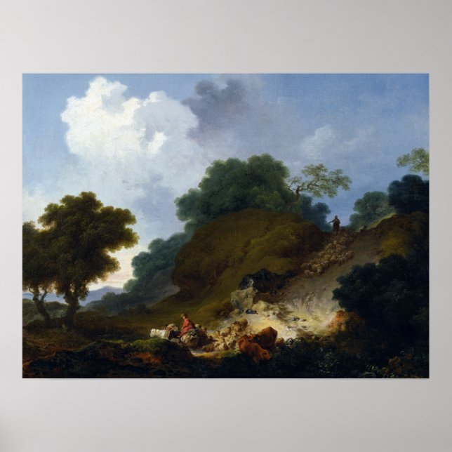 Landscape with Shepherds by Fragonard Poster (Front)