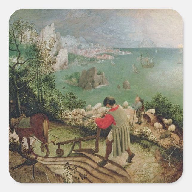 Landscape with the Fall of Icarus, c.1555 Square Sticker (Front)