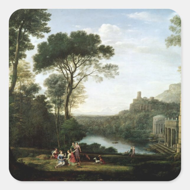 Landscape with the Nymph Egeria Square Sticker (Front)