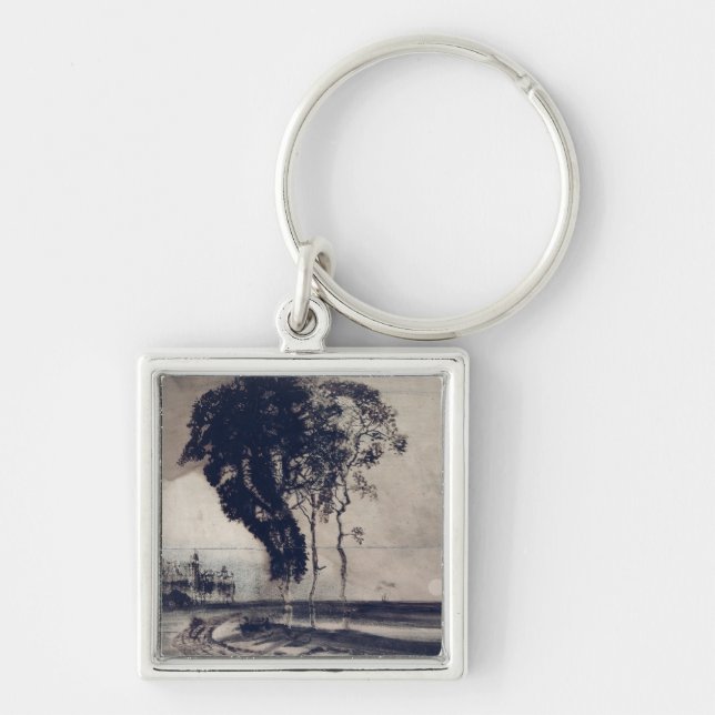 Landscape with Three Trees, 1850 Key Ring (Front)