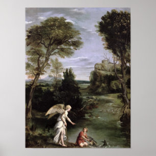 Landscape with Tobias laying hold of the Fish Poster