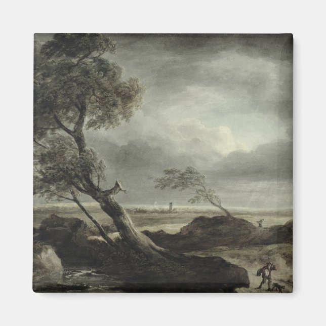 Landscape with Village: Stormy Effect Magnet (Front)