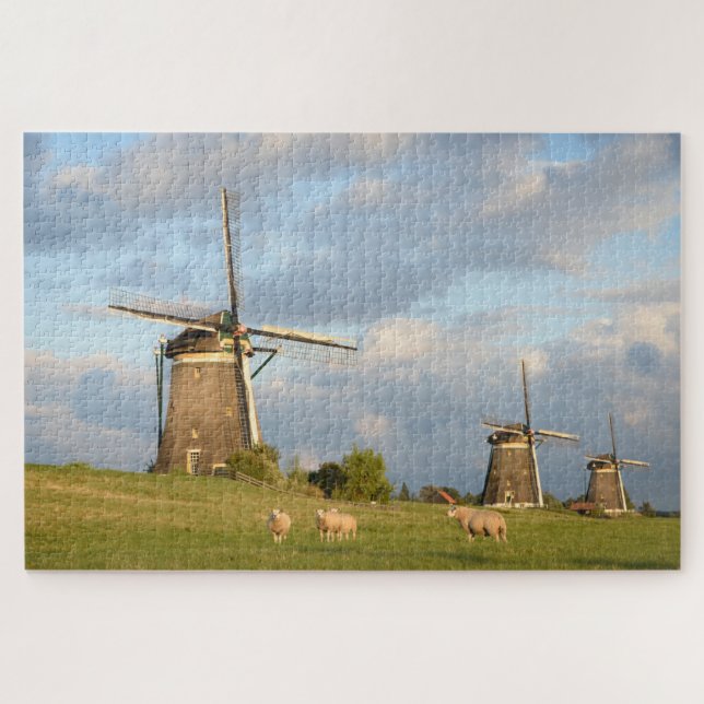 Landscape with windmills and sheep jigsaw puzzle (Horizontal)