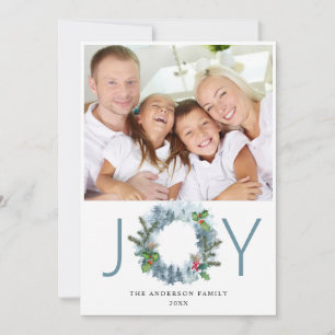 Landscape Wreath Christmas Holly Berry Greeting Holiday Card